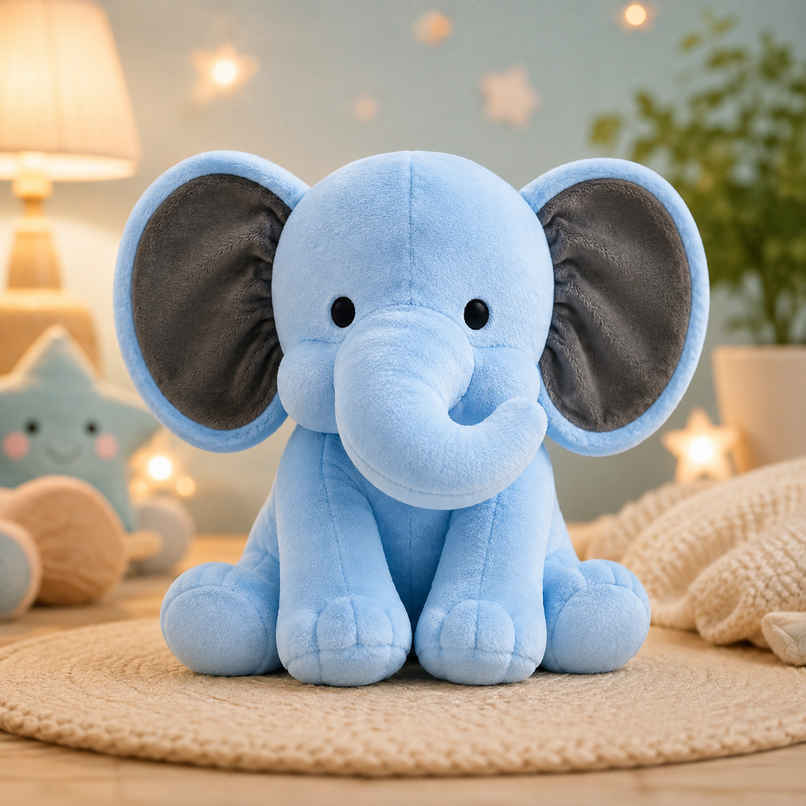 Dearjoy Cute Baby Elephant Soft Toy - Blue | 25 cm Dearjoy Cute Baby Elephant Soft Toy - Blue | 25 cm