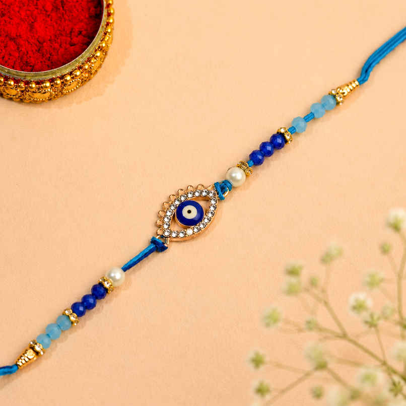 Rakhi for Brother | Evil Eye Blue Beads | Pack of 1 | Tomuncle Rakhi for Brother | Evil Eye Blue Beads | Pack of 1 | Tomuncle