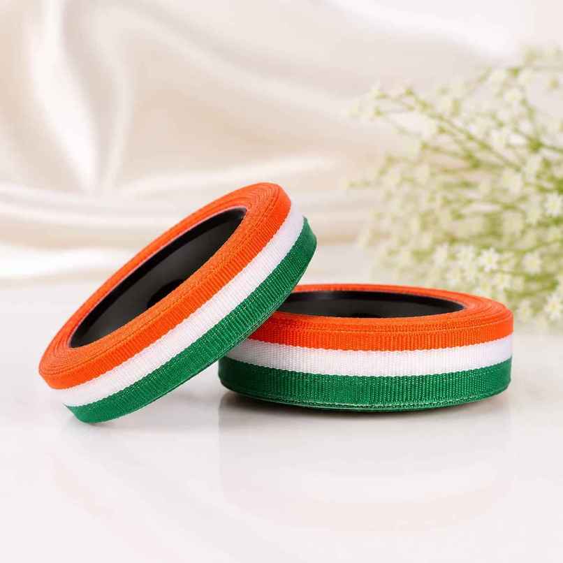 Tricolour Ribbon | Pack of 2 | Saffron White Green | Samsidhi