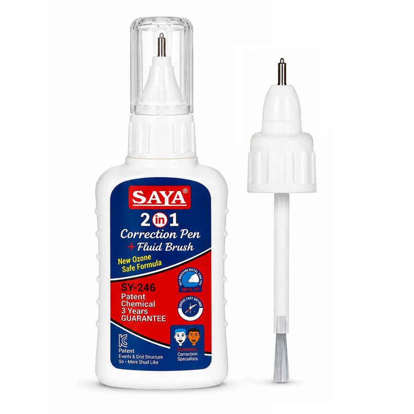 Saya 2 in 1 Correction Pen | Dual Tip Correction Fluid for Clean & Precise Corrections Saya 2 in 1 Correction Pen | Dual Tip Correction Fluid for Clean & Precise Corrections