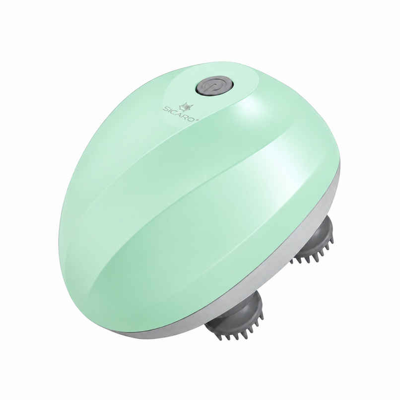 Sicaro RP201 Relax Pro Electric Rechargeable Scalp and Body Massager | Soft Silicone Bristles | Green