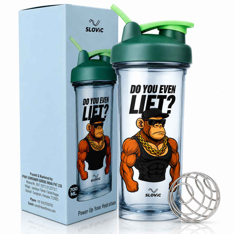 Slovic 700ml Monkey Design Plastic Shaker Water Bottle for Gym, Home & Office Use | Leak-Proof