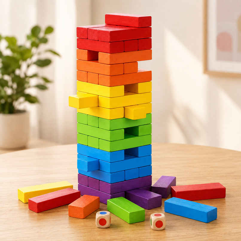 Fablue Multicolor 48 Pcs Small Wooden Numbered Stacking & Balancing Tower Puzzle Game for Kids Fablue Multicolor 48 Pcs Small Wooden Numbered Stacking & Balancing Tower Puzzle Game for Kids