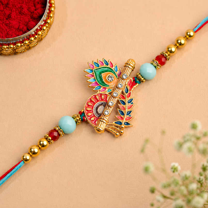 Mor Pankh Krishna Ji Rakhi | Peacock | Pack of 1 | Tomuncle Mor Pankh Krishna Ji Rakhi | Peacock | Pack of 1 | Tomuncle