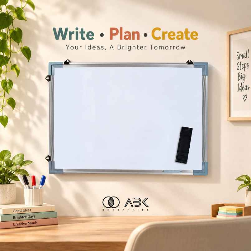 Abk Non Magnetic Double Sided White Board And Chalk Board 2Ft x 1.5Ft With 1 Eraser, 2 Markers