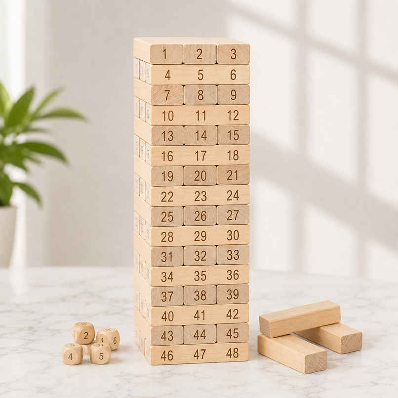 Fablue 48 Pcs Small Wooden Numbered Stacking & Balancing Tower Puzzle Game for Kids Fablue 48 Pcs Small Wooden Numbered Stacking & Balancing Tower Puzzle Game for Kids