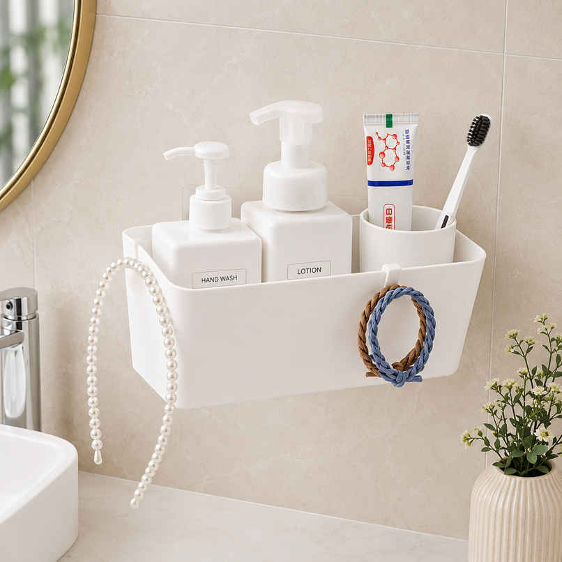 Zedak Self Adhesive Wall Organizer | Multipurpose Bathroom & Kitchen Storage Shelf | Racks Zedak Self Adhesive Wall Organizer | Multipurpose Bathroom & Kitchen Storage Shelf | Racks