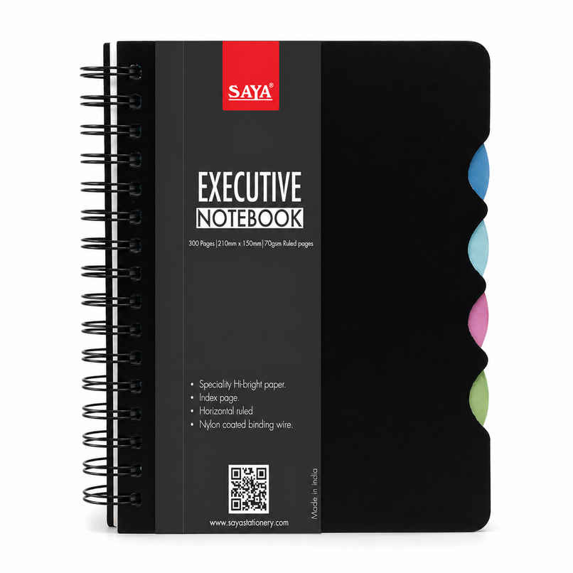 Saya 5 Subject A5 Premium Notebook | Single Ruled | Perforated Pages 300 | 21.6 x 14 cm | Assorted