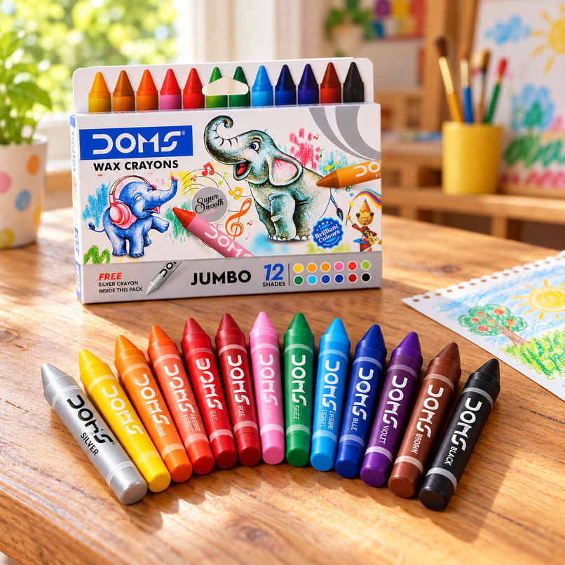 Doms Jumbo Wax Crayons 12 Shades | Classic Art Crayons Pack