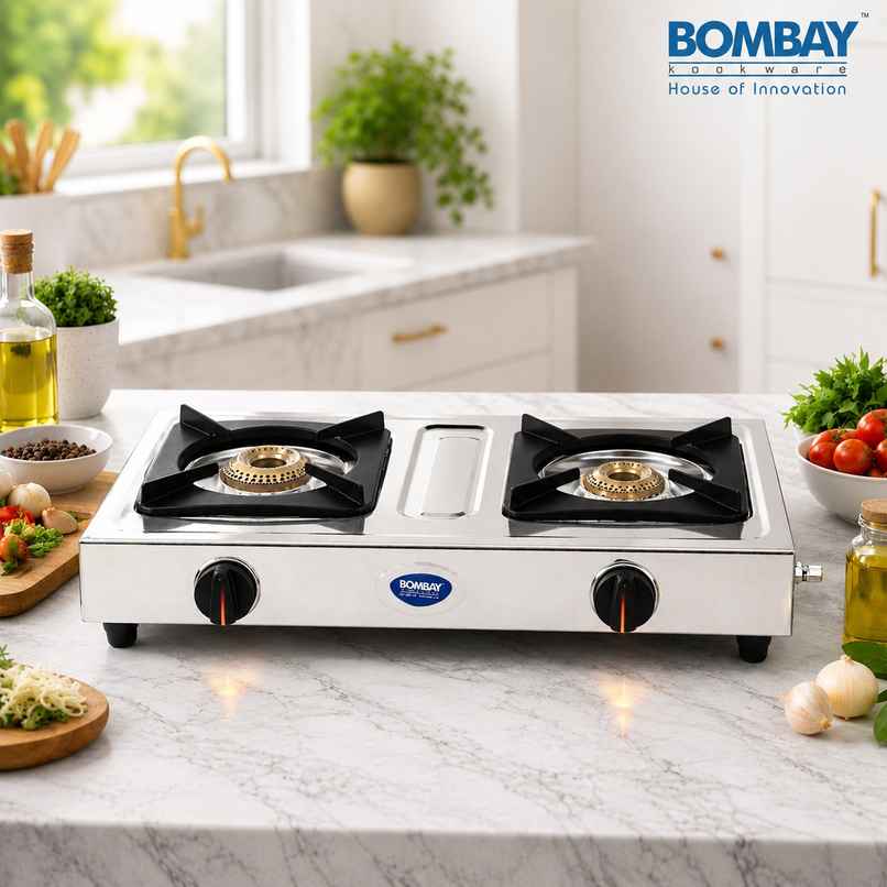 Bombay Kookware Gas stove 2 burner Steel Top