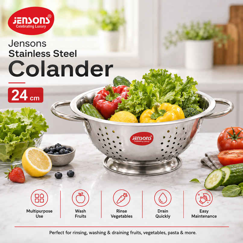 Jensons Stainless Steel Deep Colander 24 cm Jensons Stainless Steel Deep Colander 24 cm