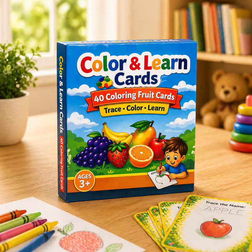 Fablue Color & Learn Fruits Cards (40 Cards)|Trace, Color & Learning Educational Toy for kids Fablue Color & Learn Fruits Cards (40 Cards)|Trace, Color & Learning Educational Toy for kids