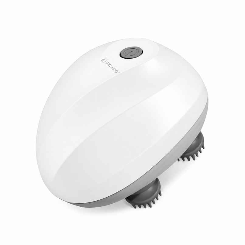 Sicaro RP201 Relax Pro Electric Rechargeable Scalp and Body Massager | Soft Silicone Bristles | White