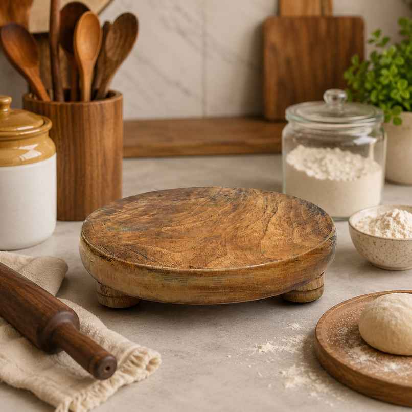 Sanjeev Kapoor by OGGN Mango wooden Chakla, Roti & Chapati Maker, Kitchen Tool - 9 Inch Sanjeev Kapoor by OGGN Mango wooden Chakla, Roti & Chapati Maker, Kitchen Tool - 9 Inch