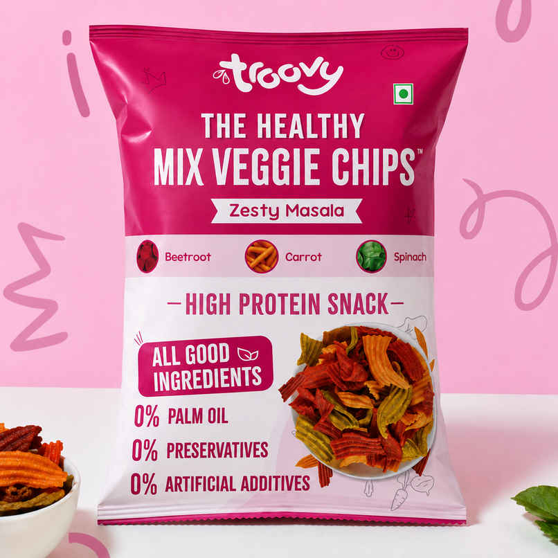 Troovy Healthy High Protein Mix Veggie Chips | No Palm Oil, No Chemicals Troovy Healthy High Protein Mix Veggie Chips | No Palm Oil, No Chemicals