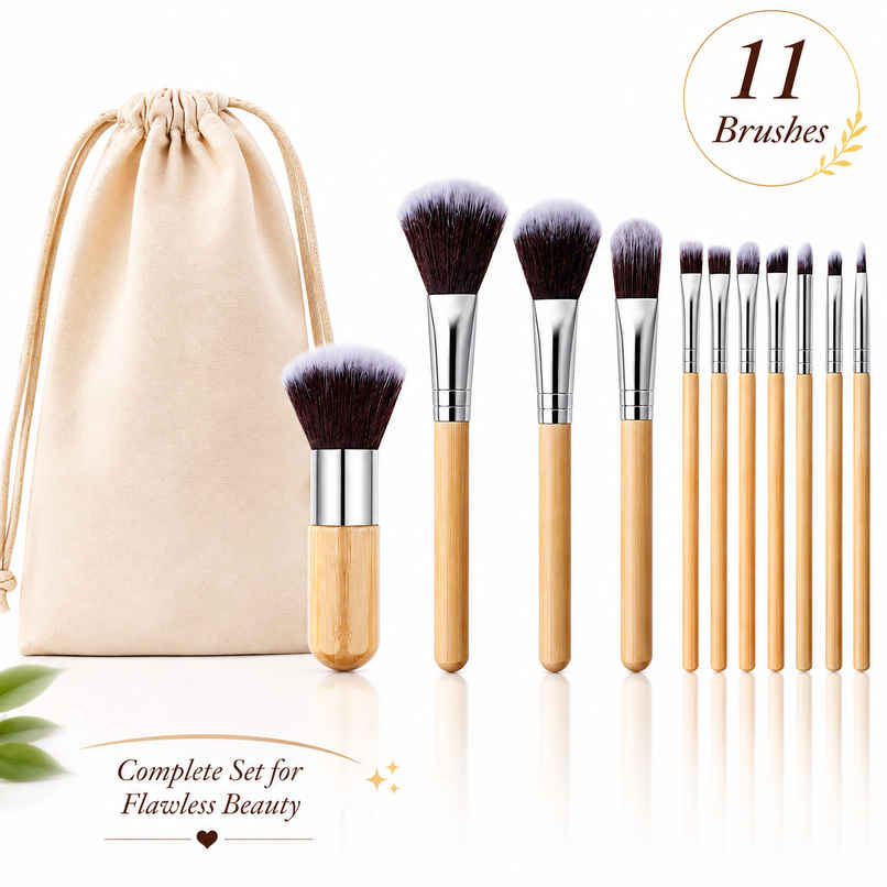 Bronson Professional Super Soft Bristles Hd Finish Bamboo Makeup Brush Set With Pouch Bronson Professional Super Soft Bristles Hd Finish Bamboo Makeup Brush Set With Pouch