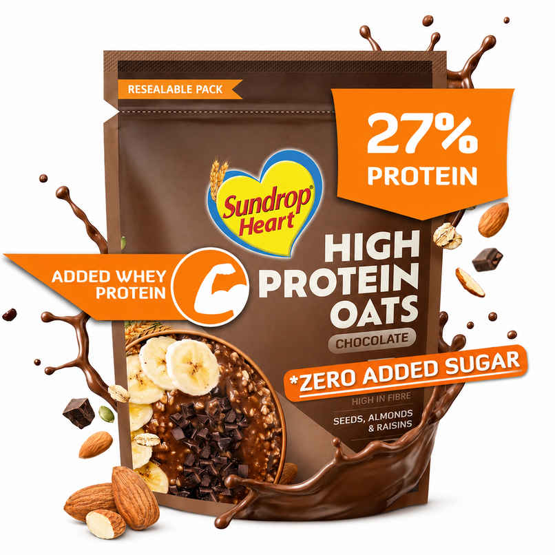 Sundrop Heart High Protein Oats, Zero Sugar Added, Whey Protein Added, Chocolate Sundrop Heart High Protein Oats, Zero Sugar Added, Whey Protein Added, Chocolate