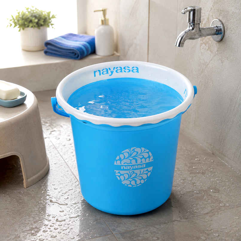 Nayasa Crest Plastic Bathroom Bucket Strong And Durable Water Storage Bucket | 13 L | Blue