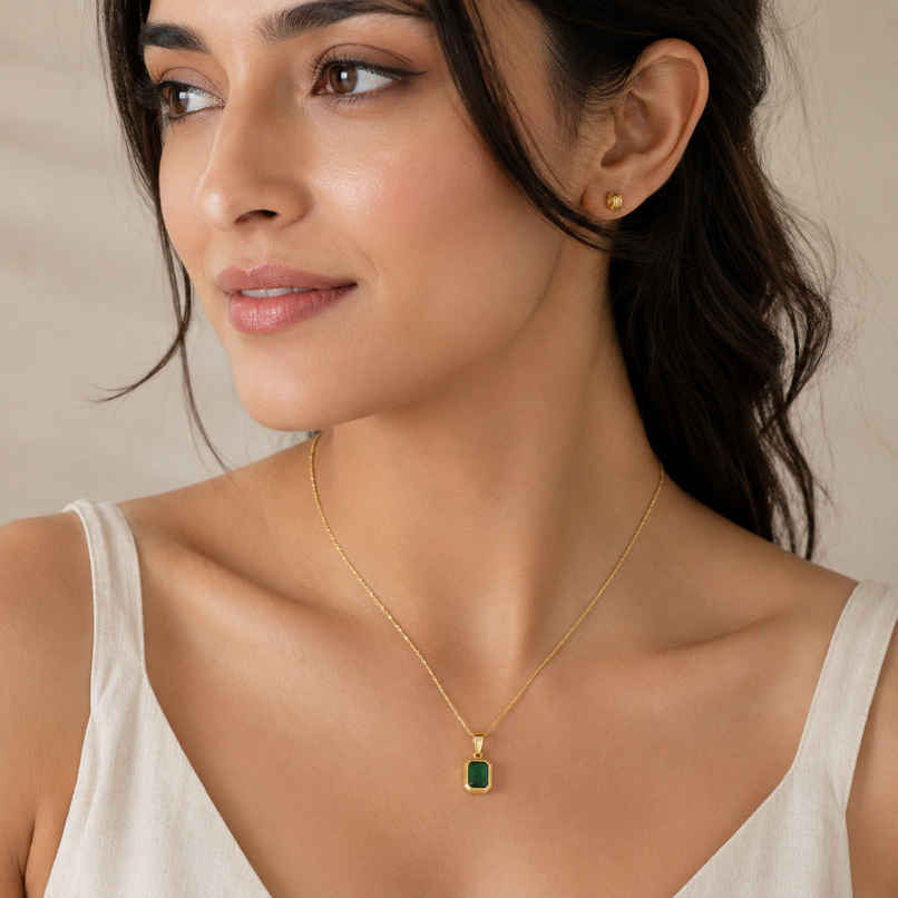 Palmonas Classic Emerald Necklace For Womens | Waterproof And Anti-Tarnish Palmonas Classic Emerald Necklace For Womens | Waterproof And Anti-Tarnish