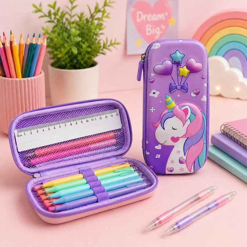 Fablue 3D Unicorn Pencil Pouch | Light Purple