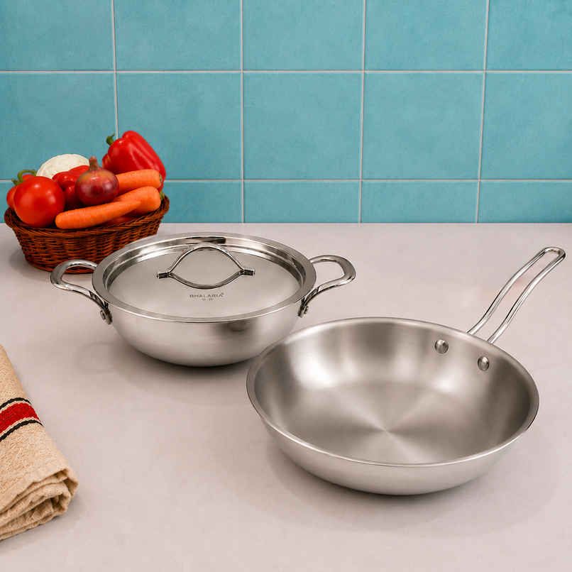 Triply Kadai With Lid & Fry Pan Triply Kadai With Lid & Fry Pan