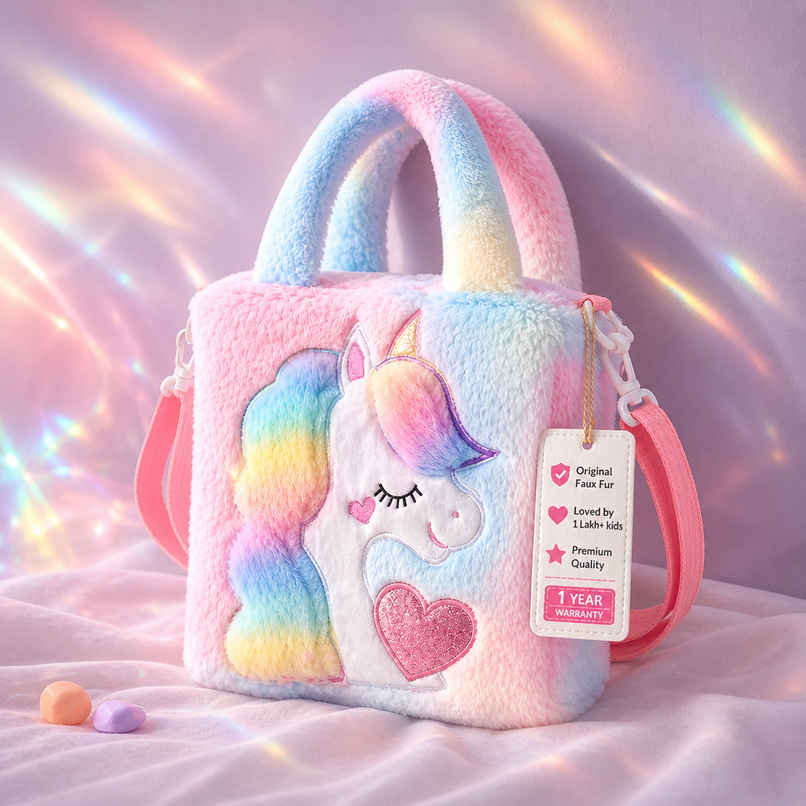 Kidara Unicorn Fur Crossbody Sling Bag | Multicolor Kidara Unicorn Fur Crossbody Sling Bag | Multicolor