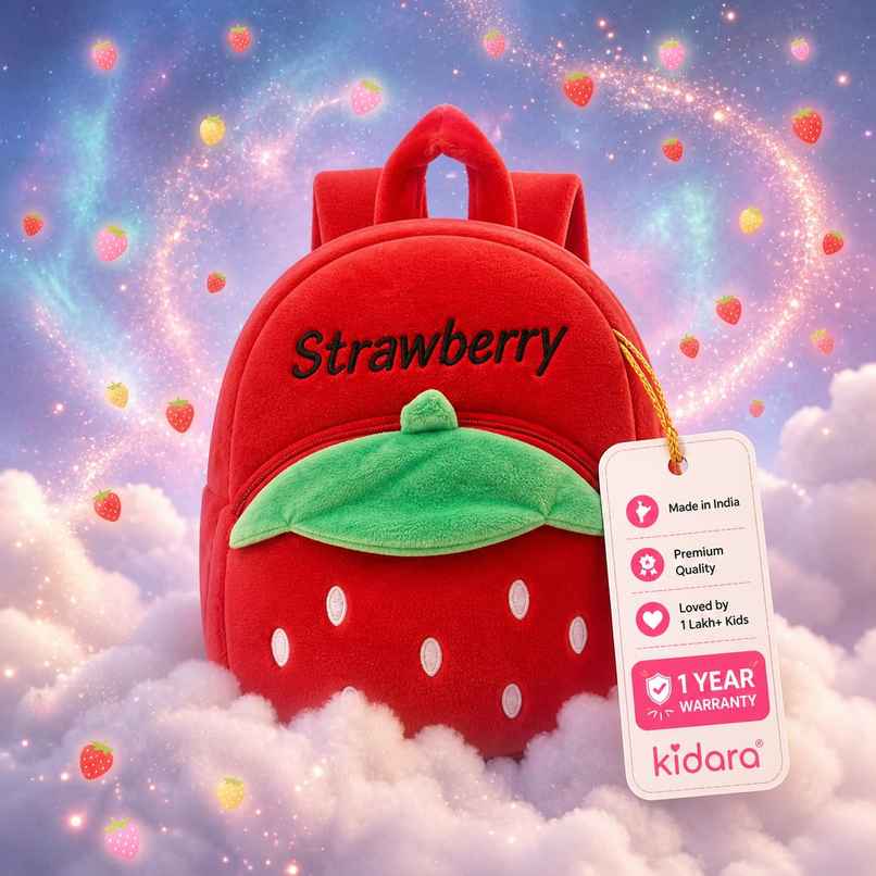 Kidara Strawberry Kids Plush Backpack | Red Kidara Strawberry Kids Plush Backpack | Red