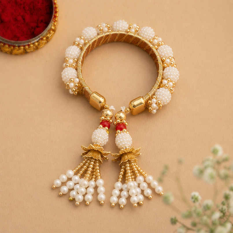 Lumba Rakhi for Bhabhi and Sister | with Roli Chawal | Pack of 1 | Tied Ribbons