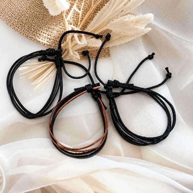 Leather Friendship Band Set | Pack of 3 | Gullak