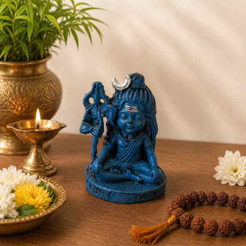 Meditating Lord Shiva Idol | Blue Shiv Murti with Trishul | eCraftIndia Meditating Lord Shiva Idol | Blue Shiv Murti with Trishul | eCraftIndia