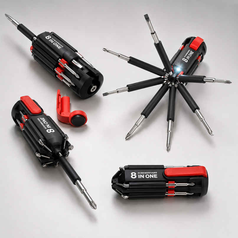 Daluci Portable 8-In-1 Multi-Function Screwdriver Kit with Led Light Daluci Portable 8-In-1 Multi-Function Screwdriver Kit with Led Light