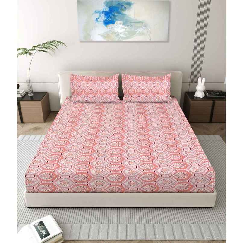 Status Imperial Corner Fitted Double Bedsheet | Terracotta Garden | 198 x 182 cm