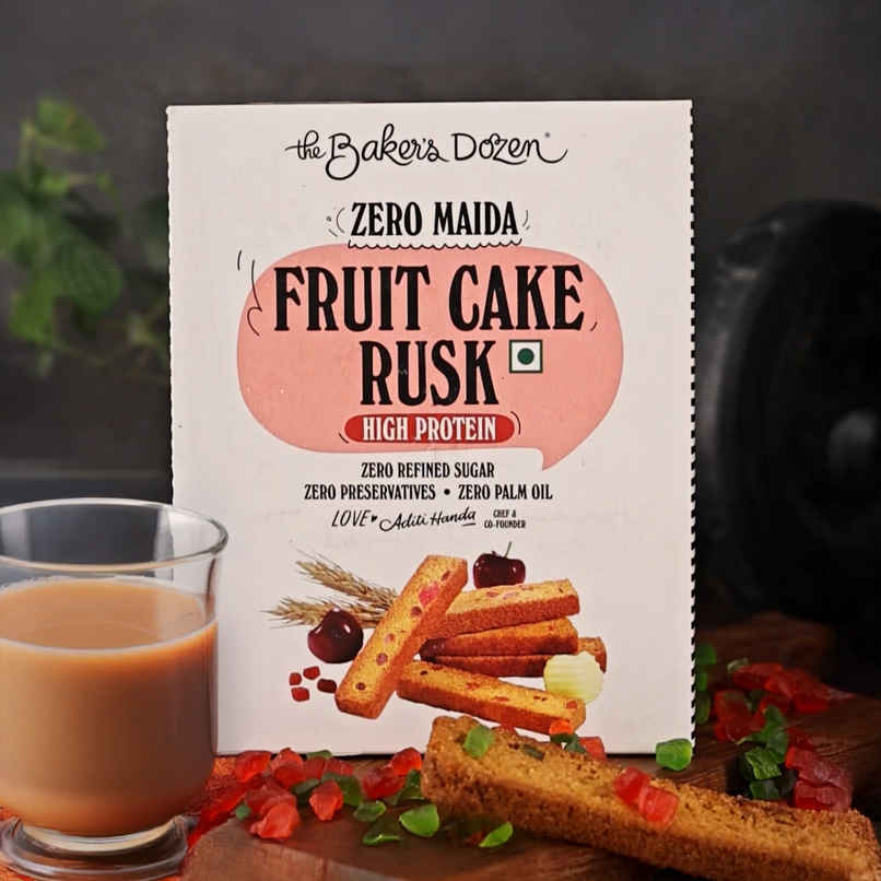 The Baker's Dozen Zero Maida Fruit Cake Rusk - High Protein