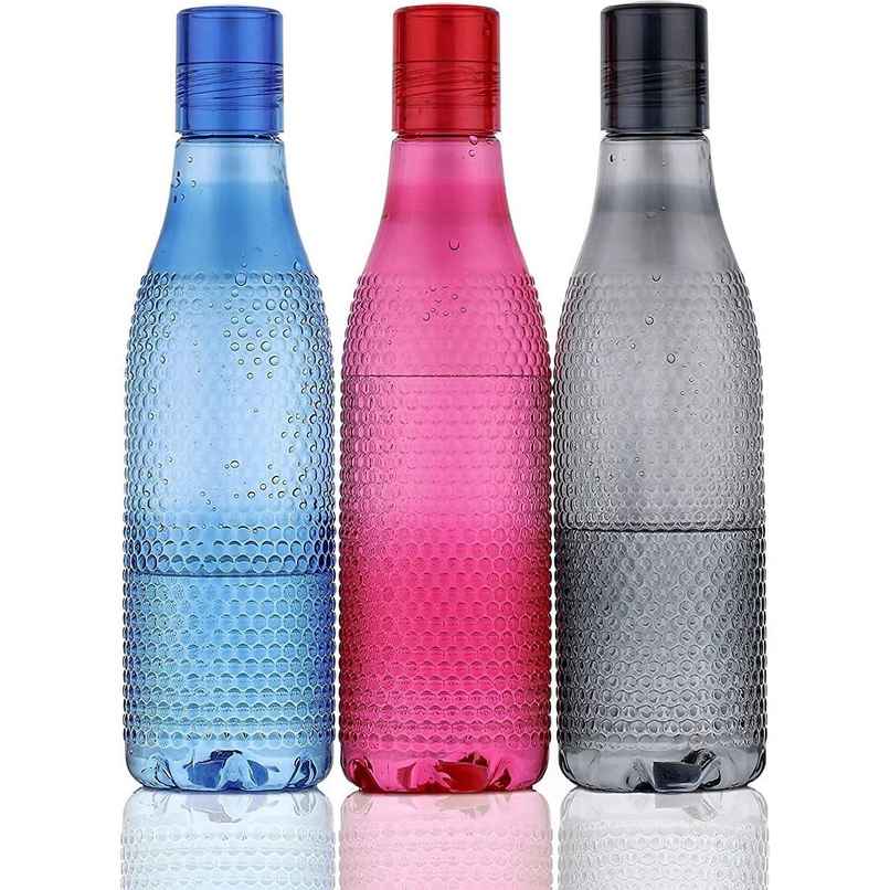 2Mech Plastic Stylish Bubble Design Water Bottle | Black, Blue, and Pink | 1 L