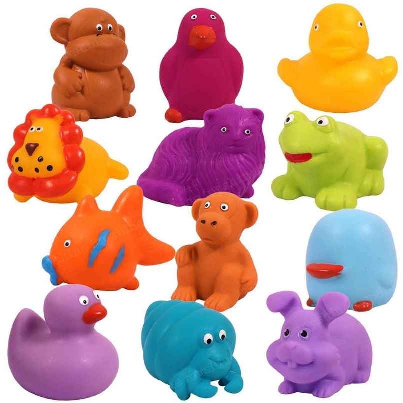 Toyshine Baby Bath Toys, Jungle Animal Theme Chu Chu Squeezy - 12 Pcs Toyshine Baby Bath Toys, Jungle Animal Theme Chu Chu Squeezy - 12 Pcs