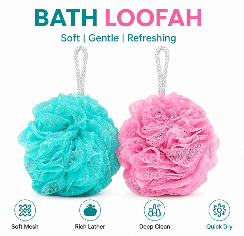 Bronson Professional Loofah For Body Scrubbing | Round Bath Sponge | Color May Vary | 2 pcs Bronson Professional Loofah For Body Scrubbing | Round Bath Sponge | Color May Vary | 2 pcs