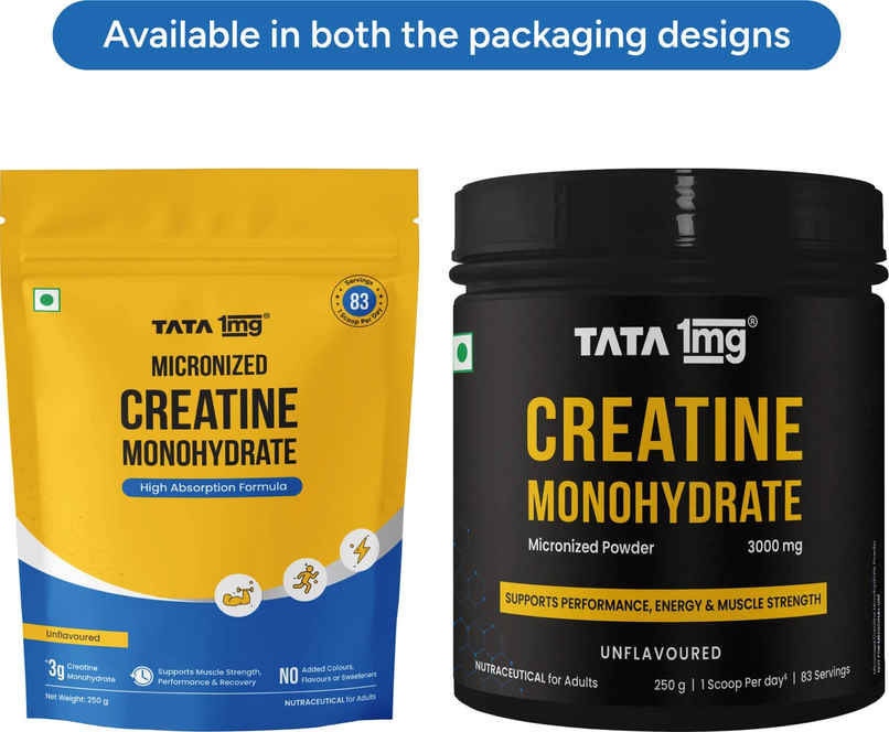 Tata 1mg Creatine Monohydrate | Each Batch tested DCT& DHT Safe | Fast Absorption | Unflavoured
