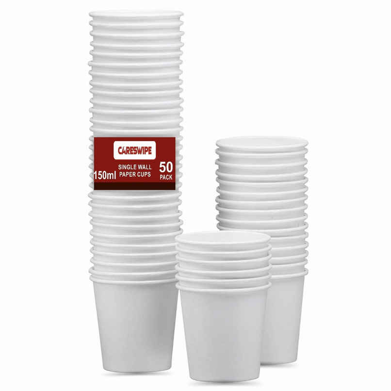 Disposable White Cups | 150 ml | Pack of 50 | Careswipe Disposable White Cups | 150 ml | Pack of 50 | Careswipe