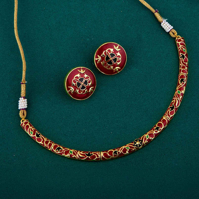 Voylla Tahira Enameled Choker Necklace Set