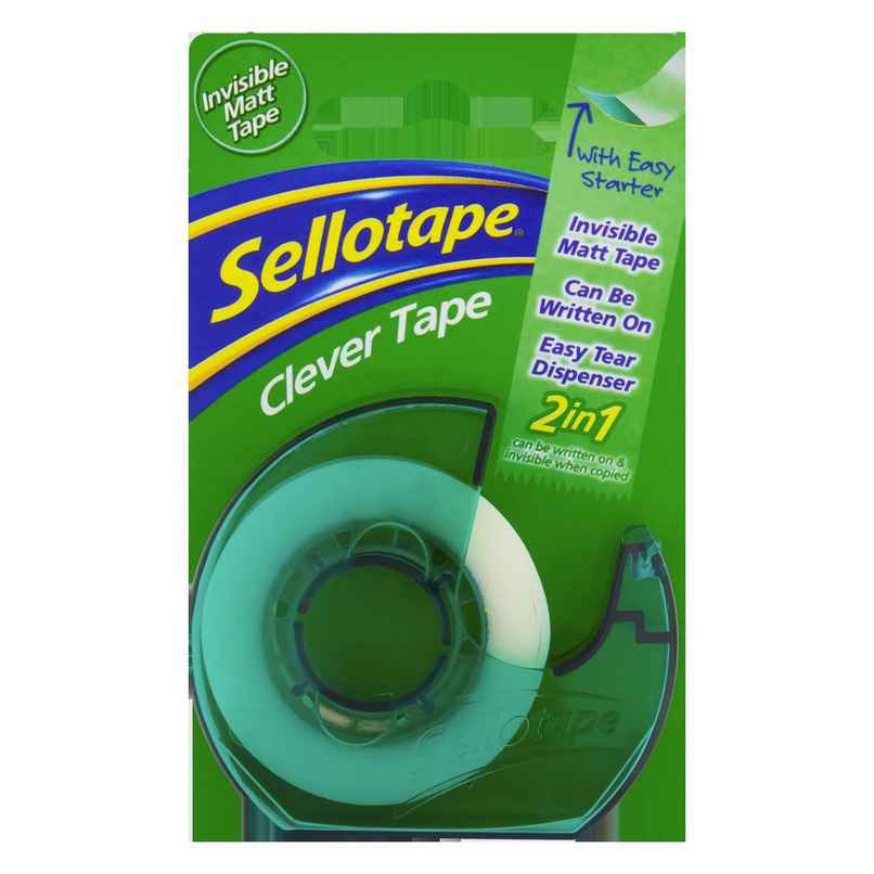 Sellotape Invisible Matt Clever Tape With Dispenser | Writeable | Repair&Join Files | 18mm x 25m Sellotape Invisible Matt Clever Tape With Dispenser | Writeable | Repair&Join Files | 18mm x 25m