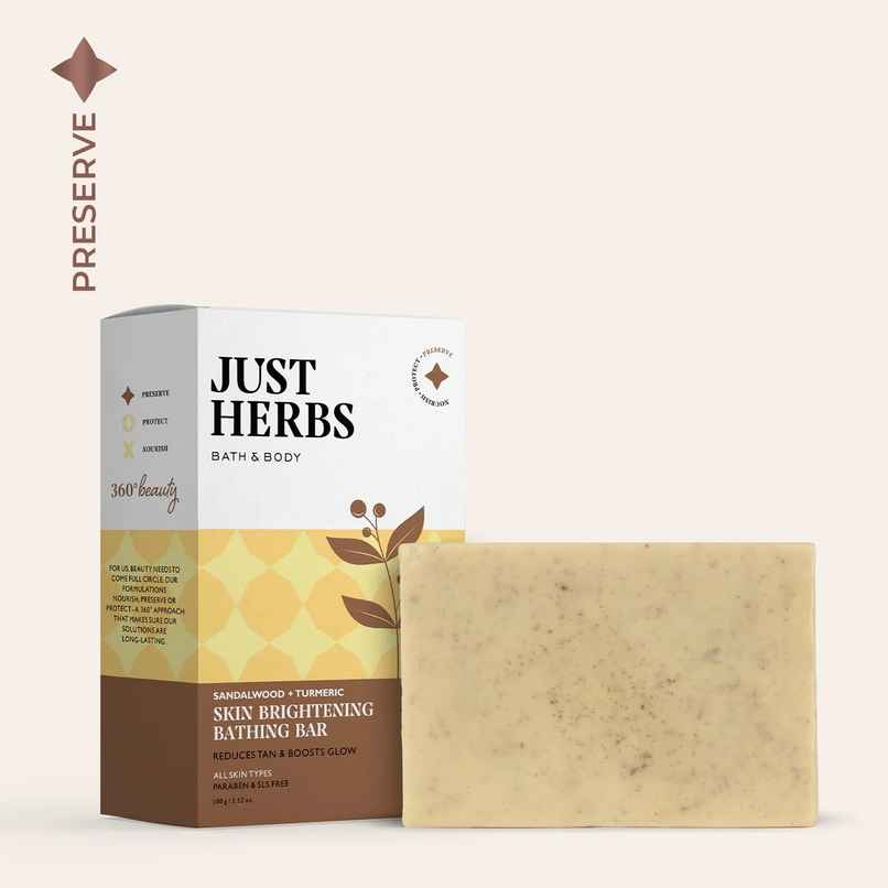 Just Herbs Hydrating Bathing Bar: Sandalwood & Turmeric For Deep Nourishment & Moisturization 