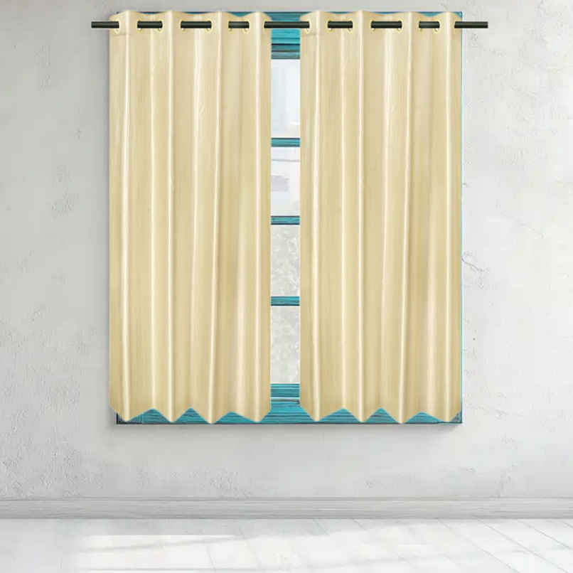 Antzco Plain Creme Window Curtain 5 ft x 4 ft | Pack of 2 | WC12