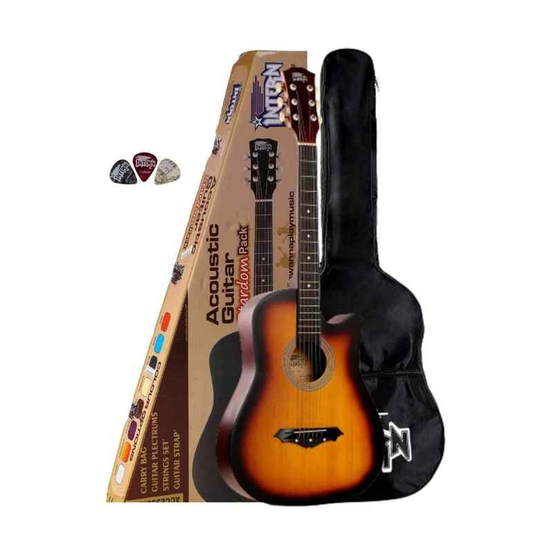 Intern Int-38C-Lgp-3Ts 38 Inch Right Hand Linden Wood Acoustic Guitar Kit | Sunburst
