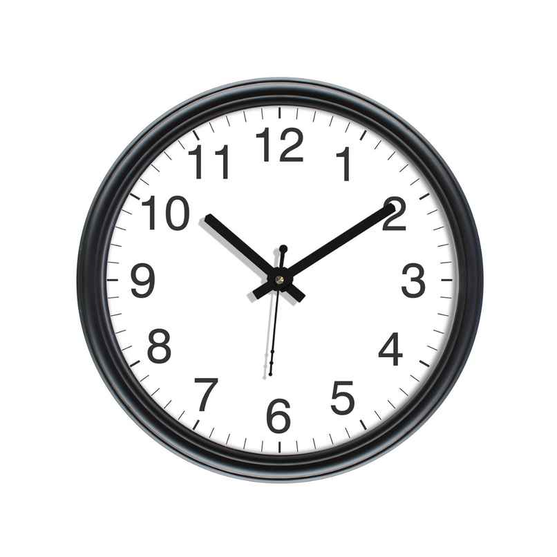 Homeharmony 12 Inch Modern Plastic Stylish Non Ticking Silent Analog Wall Clock - White and Black
