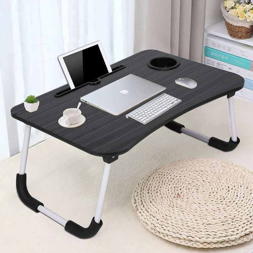 Perpetual Foldable Wooden Laptop Bed Tray with Cup Holder
