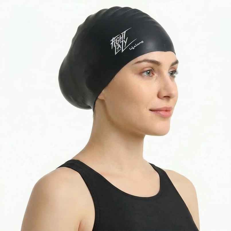 Lifelong Women's Silicone Swimming Cap | Black