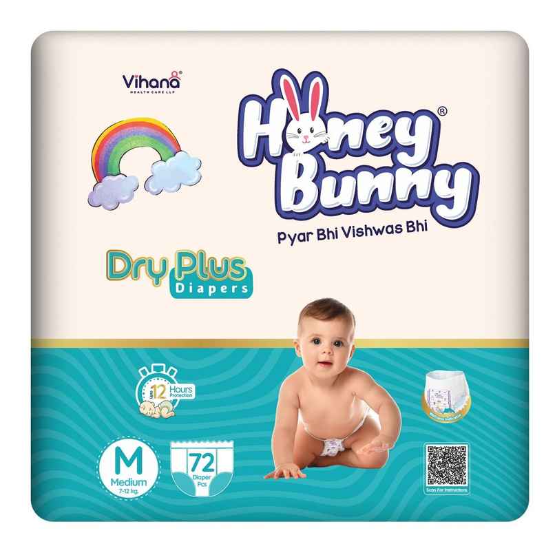 Honey Bunny Super Soft Dry Plus Pant Style Diaper | M | 72 pcs