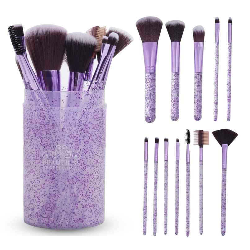 Beautiliss Glitter Dust Makeup Brush Set with Shimmer Storage Case