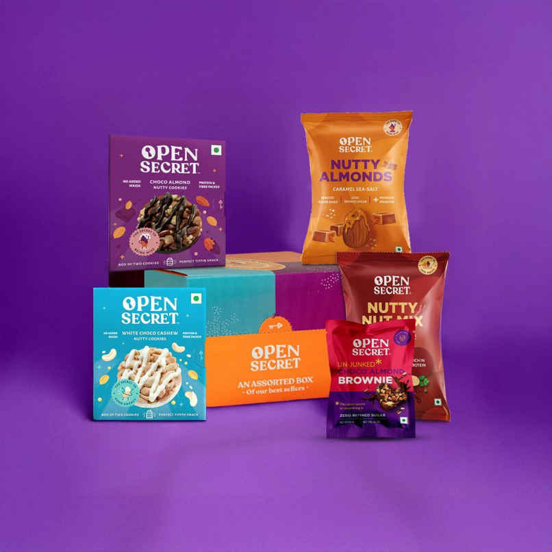 Open Secret Brownie, Flavoured Dry Fruits and Nutty Cookies Gift Pack |  Zero Maida, High Protein, Healthy Snack