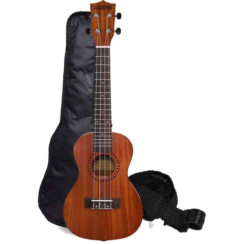 Kadence Concert Ukulele 23 Inch Cinnamon Brown, Fluorocarbon Strings, Matt Finish with Strap & Bag